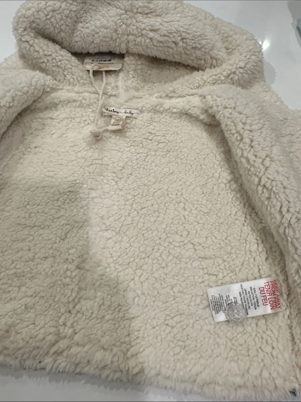 Hatley Baby Cozy Stars Sherpa Lined Sweater Grey Knit Hooded Cardigan 3-6M NWT